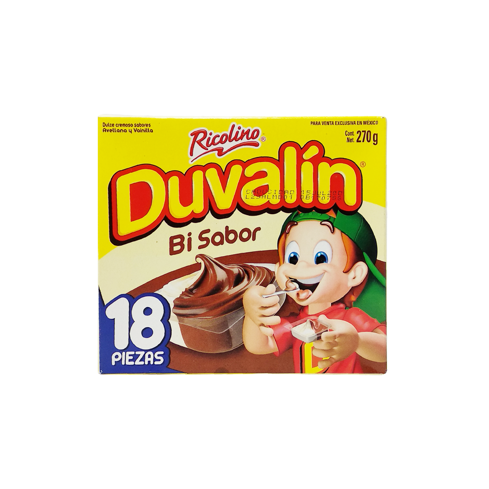 Duvalín Bi Sabor Chocolate - Ricolino - 18 piezas